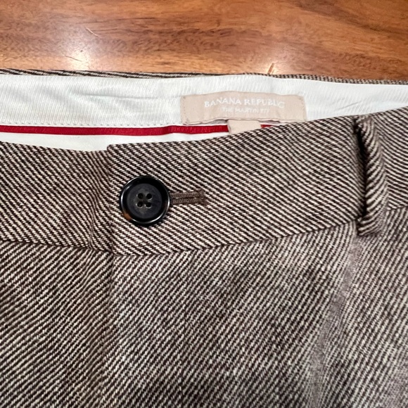 Banana Republic Martin Fit Wool Dress Pants Brown Tweed 14 - Picture 3 of 6